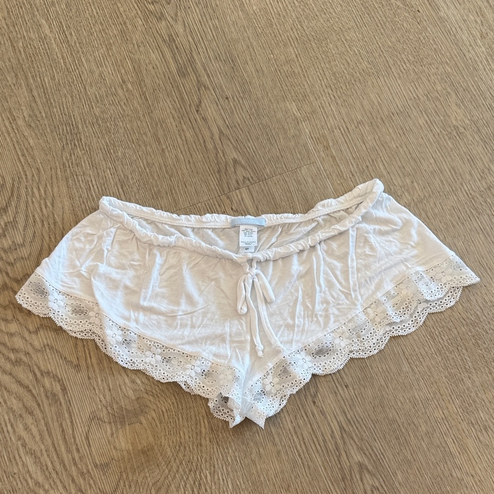 Eberjey Women's White Lace Trim Sleep Shorts
